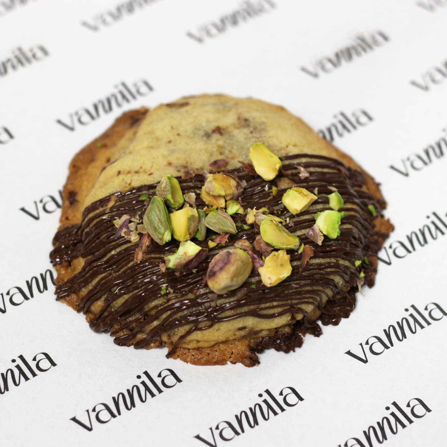 Cookie de chocolate con pistacho Vista frontal galleta pistacho y chocolate