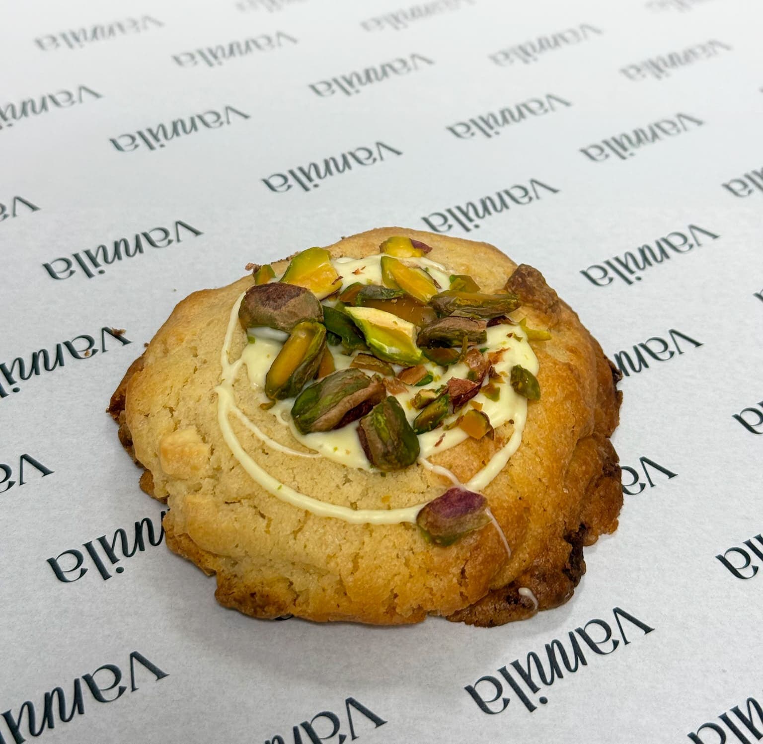 Cookie de pistacho con chocolate blanco Galleta de pistachos con chocolate blanco